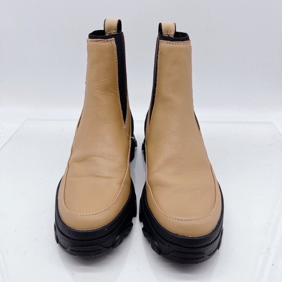 Sorel Brex Waterproof Platform Heel Chelsea Boot Bootie Tawny Buff / Black US 8 - Picture 3 of 11
